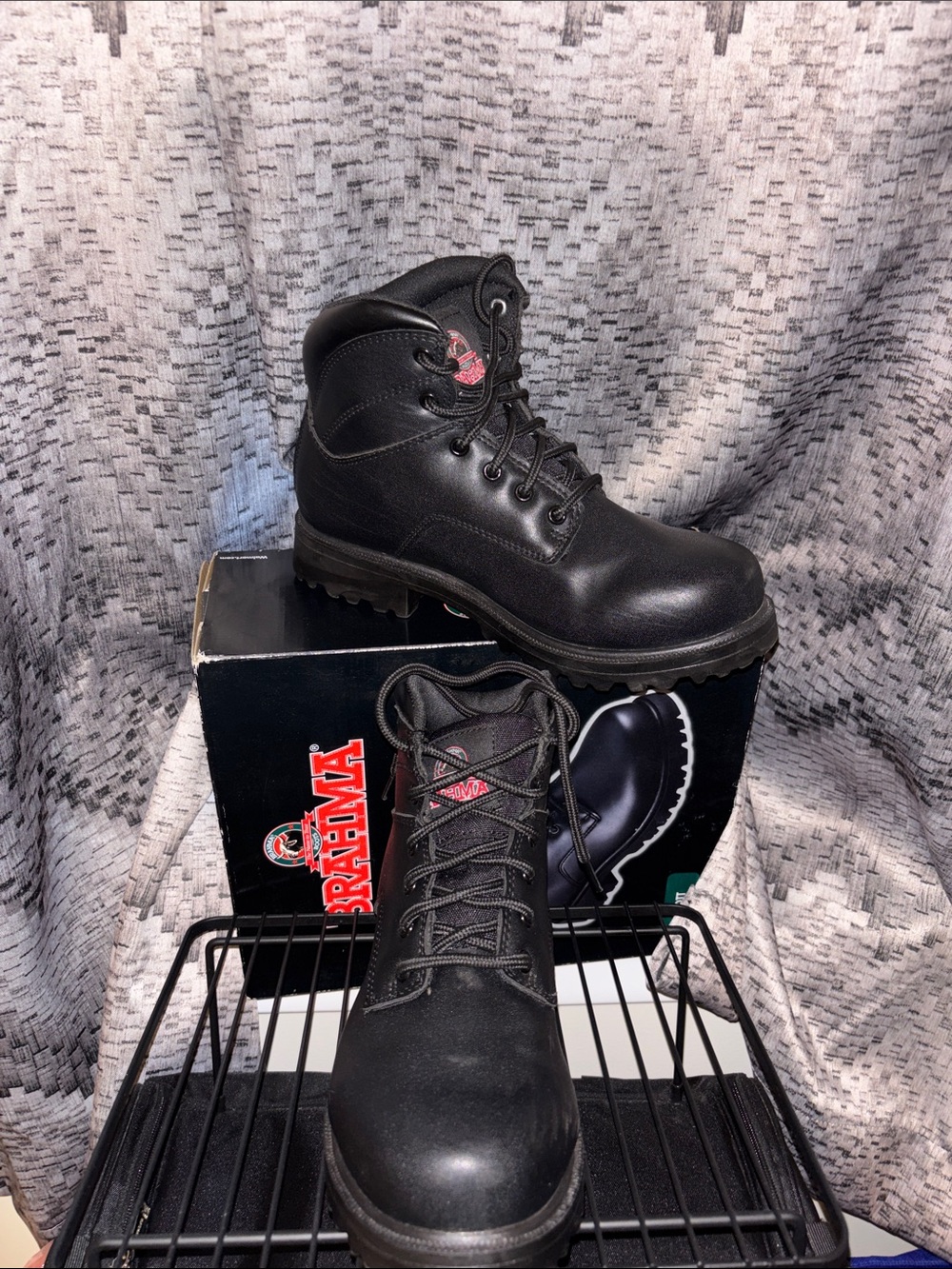 Brahma women’s Black Lace-Up Work Boots with Padded Collar